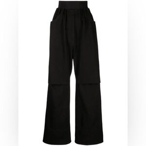 RAF SIMONS • Solid Black Cotton Wide Leg Denim Elastic Waist Pants Jeans